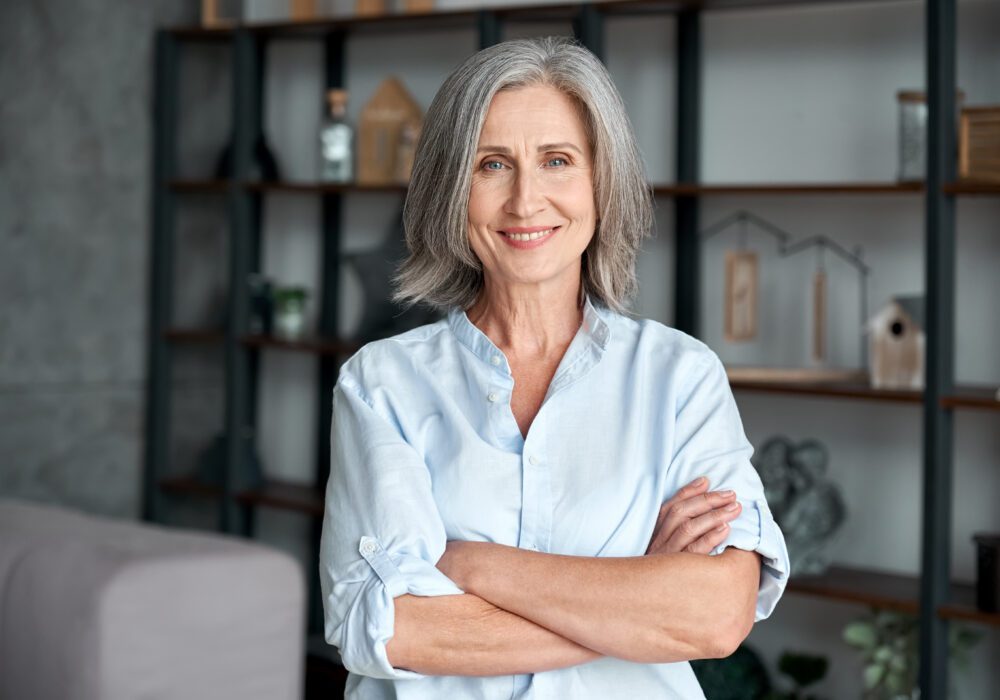 Confident woman at home ready to sell her mortgage note